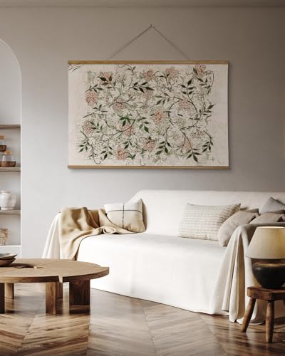 VIYYIEA Extra Large Size Canvas Wall Art, 36x54 Inch Vintage Botanical Hanging Scroll Painting with Wildflower Pattern, Rustic Floral Wall Decor for Living Room, Bedroom, or Entryway - color: William Morris Style Petite Flowers