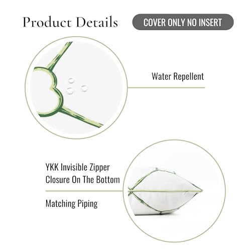 Hofdeco Premium Grandmillennial Coastal Hampton Patio Indoor Outdoor Throw Pillow Cover Only, 22"x22" Water Repellent for Backyard, Couch, Poolside, Grass Green Print Bamboo Trellis - color: Grass Green Bamboo Trellis 22"x22"