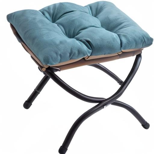 15" Foldable Foot Stool Ottoman with Metal Frame - Washable Blue Upholstered Indoor/Outdoor Footrest for Living Room, Bedroom, Patio - Space-Saving Compact Design - color: Blue