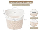 Coeusy 2 Pack Hanging Basket, Boho Wall Basket Hanging for Bathroom,Nursery,Door, Cotton Rope Hanging Wall Basket for Plants,Flowers,Clothes