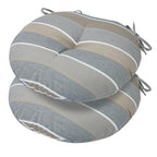 FUNHOME 15"x15"x4" Bistro Chair Cushion Set of 2, Water Repellent Round Outdoor Chair Cushions with Ties, Patio Tufted Chair Pads for Home Garden (Grey Stripe) - color: Grey Stripe