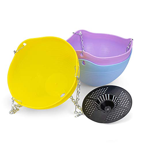 Foraineam Set of 7 Colors Self-Watering Hanging Planter Indoor Outdoor Garden Flower Plant Pot Container with Drainer and Hanging Chain