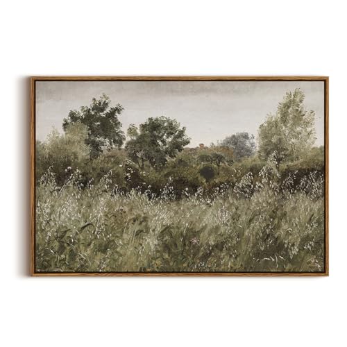 InSimSea Framed Canvas Wall Art Vintage Decor, Large Art Countryside Field Modern Farmhouse Wall Decor for Living Room, Bedroom, French Country Decorations Prints, 20"x30" - color: Grassland, size: 30"L x 20"W