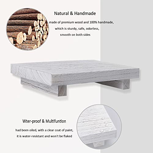 zoocatia Small Wood Tray Pedestal Stand Farmhouse Bathroom Decor Decorative Wooden Riser Kitchen Soap Dish Holder for Vanity, Counter, Sink, 9" x 5.9" - White - color: White, size: 9" x 5.9" x 1.6"