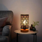 Small Industrial Table Lamps Dimmable, Bedside Lamps for Nightstand,End Table Side Desk lamp with Rustic Black Metal Cage Lampshade for Bedroom, Kids Room Living Room 2700K LED Bulb Included - color: peacock tail
