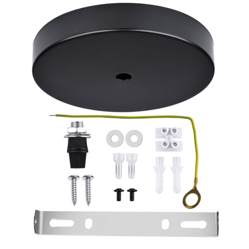 Arturesthome Industrial 5.9" Black Ceiling Canopy Kit,Single Hole Extra Depth and Width Ceiling Plate for Pendant Light or Chandelier - color: Black, size: 5.9 Inch