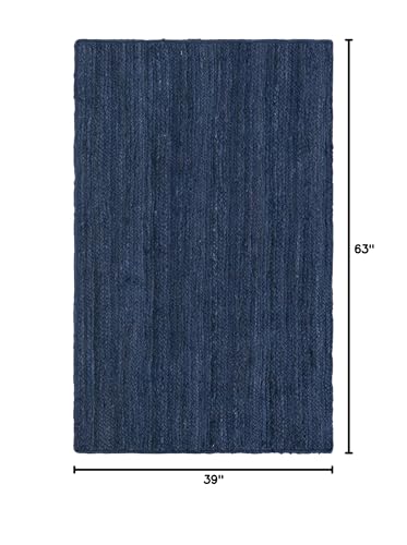 Unique Loom Braided Jute Collection Area Rug - Dhaka (3' 3" x 5' 3" Rectangle, Navy Blue) - color: Navy Blue, size: 3'3" x 5'3" (Rectangular)