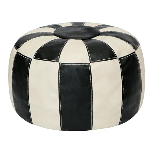Thgonwid Unstuffed Moroccan Ottoman Pouf Cover, Ottoman Footstool Storage Solution, Bean Bag Chair, Foot Rest, Multi-Black&White - color: Multi-black&white