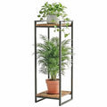 34" Tall Plant Stand Indoor, 2-Tier Modern Plant Shelf Corner Flower Pot Holder Organizer for Living Room Balcony Garden, Rustic Brown