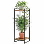 34" Tall Plant Stand Indoor, 2-Tier Modern Plant Shelf Corner Flower Pot Holder Organizer for Living Room Balcony Garden, Rustic Brown