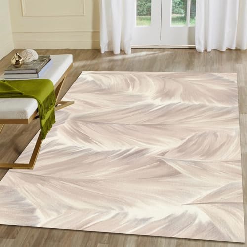 1.5 x 2.5ft Machine Washable Area Rugs, Rugs for Living Room Floral Rug, Ultra-Thin Foldable Boho Bedroom Area Rug Flower Print Carpet Rug for Dorm Room Apartment - color: Creamy Beige and Dusty Rose, size: 1.5 x 2.5ft / 18 x 30in / 45 x 75cm