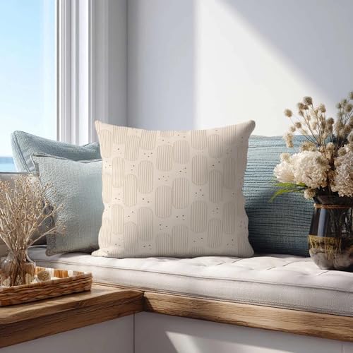 Arch Throw Pillow Covers 18x18 Set of 2 | Beige Cream Decorative Cushion Covers | Neutral Farmhouse Pillow Cases for Couch Sofa Bed Living Room - color: Arch Dots