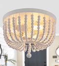 Q&S White Boho Beaded Chandeliers Flush Mount Ceiling Light,3-Lights Small Chandelier Light Fixture for Bedroom,Kitchen,Dining Room,Living Room,Stairway Gazebo - color: Ceiling-3WH