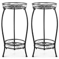 2 Pack Plant Stand Indoor Outdoor, 27.1" Tall 2-Tier Metal Plant Stand, Heavy Duty Plant Holder with Rustproof Finish, Space-Saving Corner Plant Shelf for Patio, Balcony, Garden & Living Room