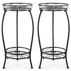 2 Pack Plant Stand Indoor Outdoor, 27.1" Tall 2-Tier Metal Plant Stand, Heavy Duty Plant Holder with Rustproof Finish, Space-Saving Corner Plant Shelf for Patio, Balcony, Garden & Living Room