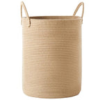 60L Jute Woven Laundry Hamper Basket Wicker Rope Clothes Hamper Tall Rattan Blanket Basket in Living Room Bedroom 15Dx20H Inches Large - color: Jute, size: Large (60L)
