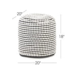Foamma Pouf Ottoman 20" 20"x18", White - Cylindrical Ottoman Foot Rest for Living Room and Bedroom, Pouf Footstool with Boho Design, Foot Rest for Couch with Water Resistant Fabric, Boho Furniture - color: White