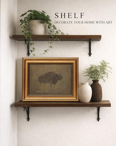 HUARCEY Gold Framed Canvas Wall Art, Retro Bison Picture Decor, Bedroom Bathroom Kitchen Farmhouse Decor, Moody Rustic Vintage Canvas Paintings, 8x10inch - color: Bison Art, size: 10"L x 8"W