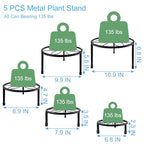 HENABLE 5 Packs Metal Plant Stand Indoor, Outdoor Black Plant Stand for Multiple Plant, Rustproof Iron Round Heavy Duty Flower Pot Stand, Plant Shelf for Planter Garden Home