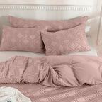 JELLYMONI Pillowcases King Size Smokey Pink 2 Pack Boho Plaid Bed Pillow Covers 20x36in Polyester Envelope Pillow Shams Tufted Bohemian Textured (Pillows are not Included) - color: 06 - Smokey Pink - Grid, size: 36" x 20" (Pack of 2)