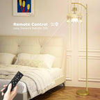 QIYIZM Flower Floor Lamp for Living Room,Bedroom,Gold Dimmable Standing Lamp with Remote,Glass Mid Century Modern Brass Tall Lamp Boho Floor Lamps Arc Stained Floor Light Lamp Bohemian - size: 32-Floor Lamp