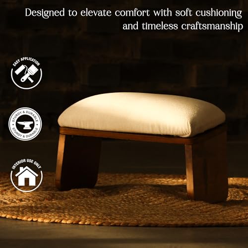 HOMORA Handcrafted Wooden Meditation Bench – Ergonomic Cushioned Yoga Stool, Ergonomic Kneeling Stool for Prayer, Yoga, Zen Meditation, Floor Sitting – Portable Low Table for Home & Studio