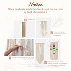 Mkono Macrame Bow Holder Hanging Hair Bow Organizer for Girls Hair Bows,Boho Wall Hair Clips Headband Storage Hanger for Baby Toddler Girls Room, Ivory (Clips and Other Props Not Included)