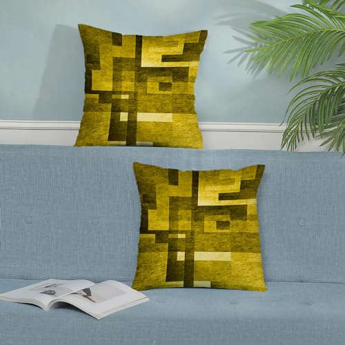 BETGINY Mustard Yellow Pillow Covers 16x16, Abstract Art Outdoor Decorative Throw Pillows for Couch, Modern Geometry Decor Cushion Cover 2 Pcs Soft Farmhouse Square Pillowcase for Bed Car Safa - color: Mustard Yellow, size: 16" x 16" (Pack of 2)
