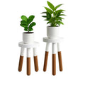 LitaEther 9" Reverse Dipped Wood Plant Stand, Wood Accent Stool,Milking Stool Set (12"+16" Tall) - size: 12"+16" Tall