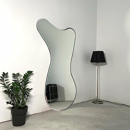 BST FURNH Design Unique Whales Shape Mirrors 47X23 Inch Full Length Wall Mounted MirrorTall Mirror Body Floor Dressing Frameless for Bedroom Bathroom Irregular - color: Whales
