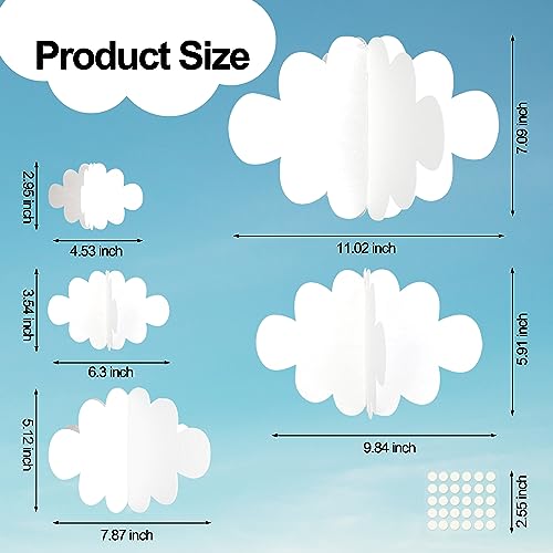 Ayfjovs 18 PCS 3D Cloud Decoration, Artificial Hanging Clouds for Ceiling, White Felt Ornaments for Art Stage, Wedding, Nursery, Children's Room, Baby Baptism Party - style: 3D Style-18pcs