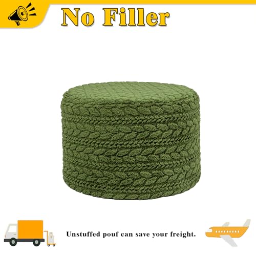 Asuprui 20x14 Inch Unstuffed Ottoman Pouf Cover – Lightweight Foot Rest, Floor Bean Bag Chair, Storage Pouf for Living Room, Bedroom & Balcony (Filler Not Included) (Green) - color: Green
