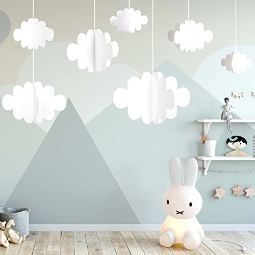 Ayfjovs 10 PCS 3D Cloud Decorations - White Hanging Clouds for Ceiling, Party Decorations, Ornaments, Wedding, Nursery, Children Room, Baby Baptism Party - style: 3D Style-10pcs