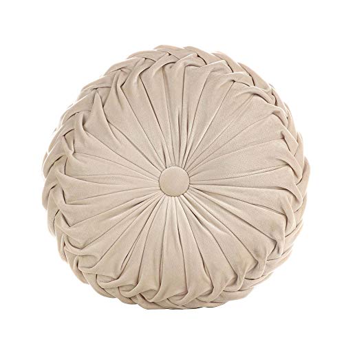 Round Filled Cushion,Velvet Cushions,Pleated Round Pillow, Scatter Cushion Home Decorative for Home Sofa Chair Bed Car Decor