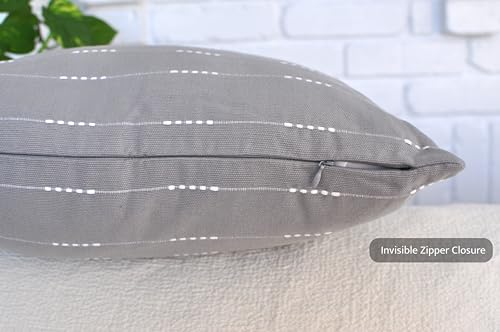 Modern Pillow Covers Grey 18 x18 inches/Cotton Woven Loom Stripe Pattern Contemporary Luxury Cushion Covers Gray/Simple Throw Pillow Cases for Living Room Sofa, Couch, Bed, Set of 2 - color: Gray, size: 18" x 18" (Pack of 2)