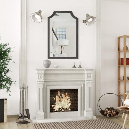 WallBeyond Scalloped Wood Mirror for Small Bathroom Vanity 20x30 Inch Rectangle Wall Mirror Decor for Hallway Bedroom Living Room Home (Black) - color: Black G, size: 30"L x 20"W