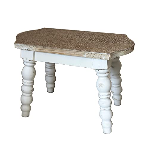 dwellington Wooden Bathroom Farmhouse Step Stool, Wood Foot Stool for Adults Kids, Bedside Step Plant Stand for Kitchen - color: White Wash