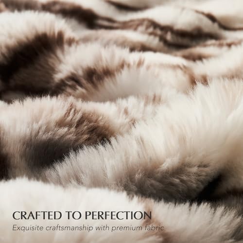 EverGrace Ultra Soft Luxury Fluffy Faux Rabbit Fur Throw Blanket, Thick Warm Bubble Throw for Bed, Cozy Plush Reversible Blankets for Couch, Chair, Sofa, Beige & Gray, 60x80 Inches - color: Marble Beige & Grey Chocolate, size: 60"x80"