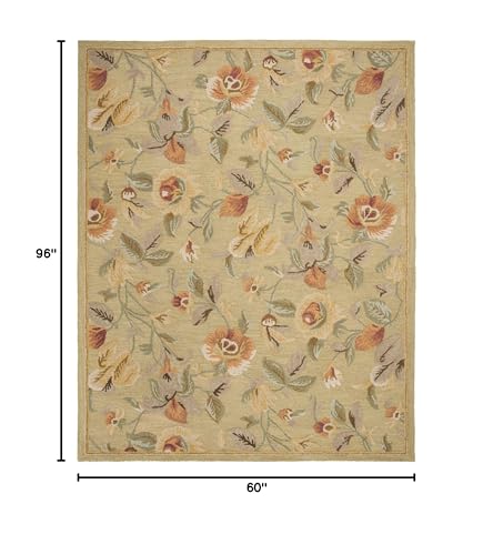 SAFAVIEH Blossom Collection 5' x 8' Green/Multi BLM785A Handmade Floral Premium Wool Area Rug - size: 5' x 8' (Rectangular)