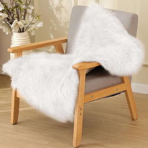 ORINOVA White Faux Sheepskin Shag Fur Rug Washable Area Rugs for Living Room Nursery Rugs for Bedroom 2x3 Rectange Rug Cute Home Décor - color: White, size: 2' x 3' (Rectangular)