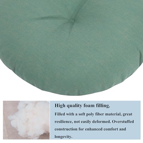 FUNHOME 15"x15"x4" Bistro Chair Cushion Set of 2, Water Repellent Round Outdoor Chair Cushions with Ties, Patio Tufted Chair Pads for Home Garden (Aqua Leala) - color: Aqua Leala