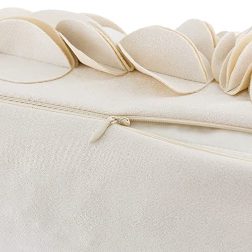 KINGROSE Handmade 3D Flower Home Decorative Throw Pillow Case Rectangular Cushion Cover 12 x 20 Inches for Bed Living Room Sofa Chair Solid Suede Beige - color: Beige - Solid Suede