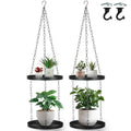 Shinehola 2 Pack Hanging Planters for Indoor Outdoor Plants 9", Plant Hanger Indoor | Metal Hanging Plant Holder, 2-Tier Hanging Plant Shelf, Hanging Basket, No Plant/Pot Included (2 Packs) - size: 2 Tier