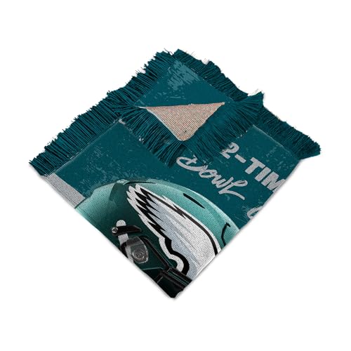 Northwest NFL Philadelphia Eagles 2025 Super Bowl LIX Multi Champ Powerhouse Woven Tapestry Wall Hanging, 48 x 60 Inches, Officially Licensed, Decorative Fringes