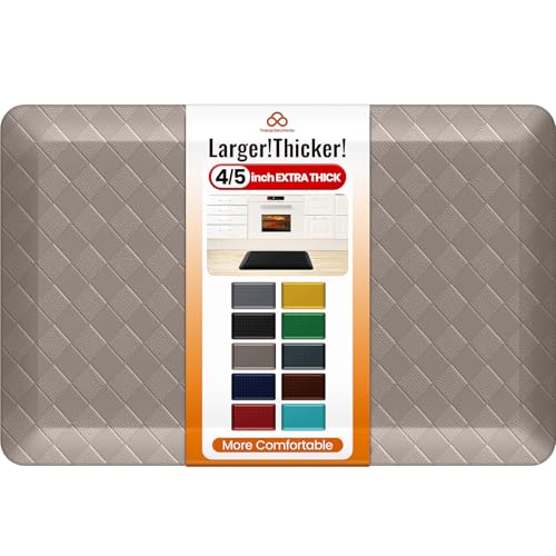 4/5 Inch Extra Thick Kitchen Mats for Floor,Non Slip Anti Fatigue Kitchen Rugs,Waterproof Stain Resistant Sink Mat,Cushioned Standing and Comfort Mats for Office (17"x24" Khaki) - color: Khaki, size: 24"L x 17"W x 0.8"Th
