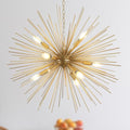 Modern 28.34" Gold Sputnik Chandelier 9-Light Mid-Century Starburst Chandeliers Solid Metal Satellite Firework Urchin Light Fixture for High Ceilings Dining Room Kitchen Living Room, E12 - color: Golden 28.34" 9-Light