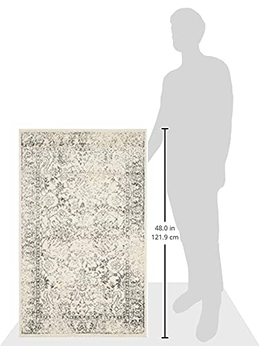 SAFAVIEH Adirondack Collection Accent Rug - 2'6" x 4', Ivory & Silver, Distressed Vintage Floral Design, Non-Shedding & Easy to Clean, Ideal for Front Door, Kitchen, Entryway, Foyer (ADR109C) - color: Ivory/Silver, size: 2'6" x 4' (Rectangular)