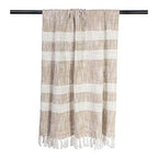 DII Mid-Century Modern Slub Stripe Woven Throw, Taupe, 50x60 - color: Taupe