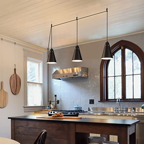 Black Plug In Pendant Light,Hanging Lights With Plug In Cord On/Off Switch, Mini Pendant Lights for Kitchen Island,Modern Farmhouse Pendant Light Fixture with Metal Shade,Hanging Lamps for Bedroom - color: 1Pack black-Plug in