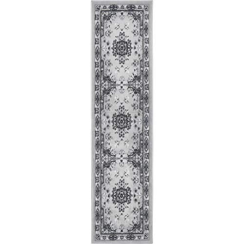 Home Dynamix Premium Sakarya Traditional Medallion Border Area Rug, Gray, 1'9"x7'2" Runner - color: Grey/Ivory, size: 1'9" x 7'2" (Runner)